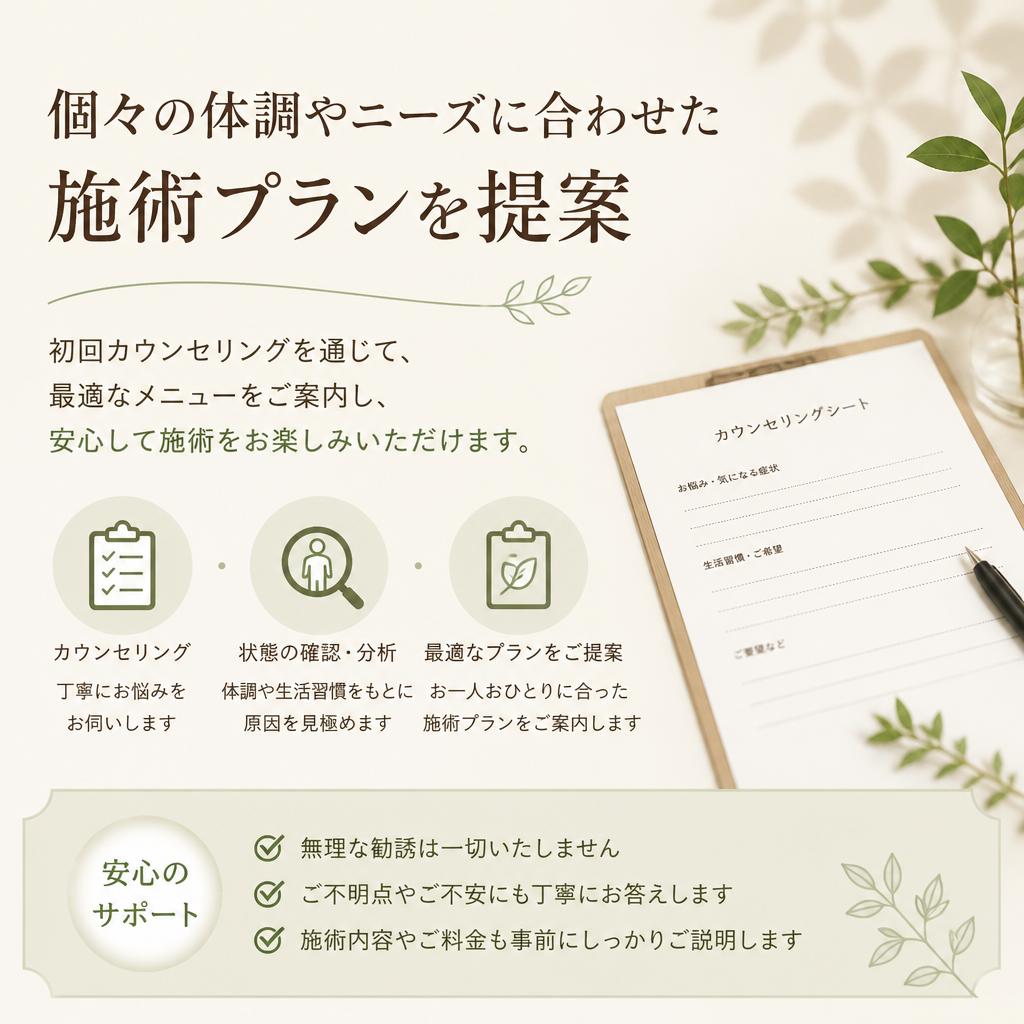 オーダーメイドの施術メニュー