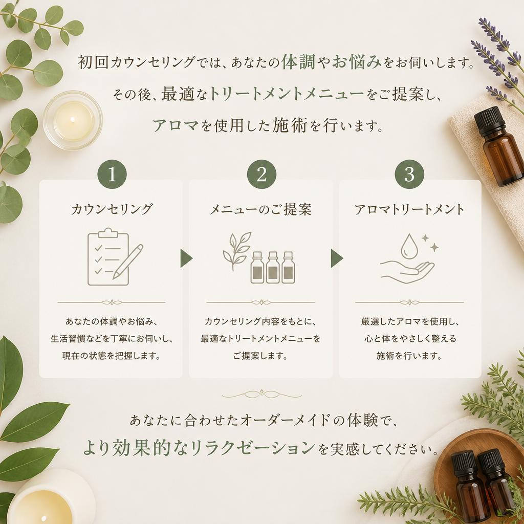施術の流れ - あなたに合わせたオーダーメイド体験