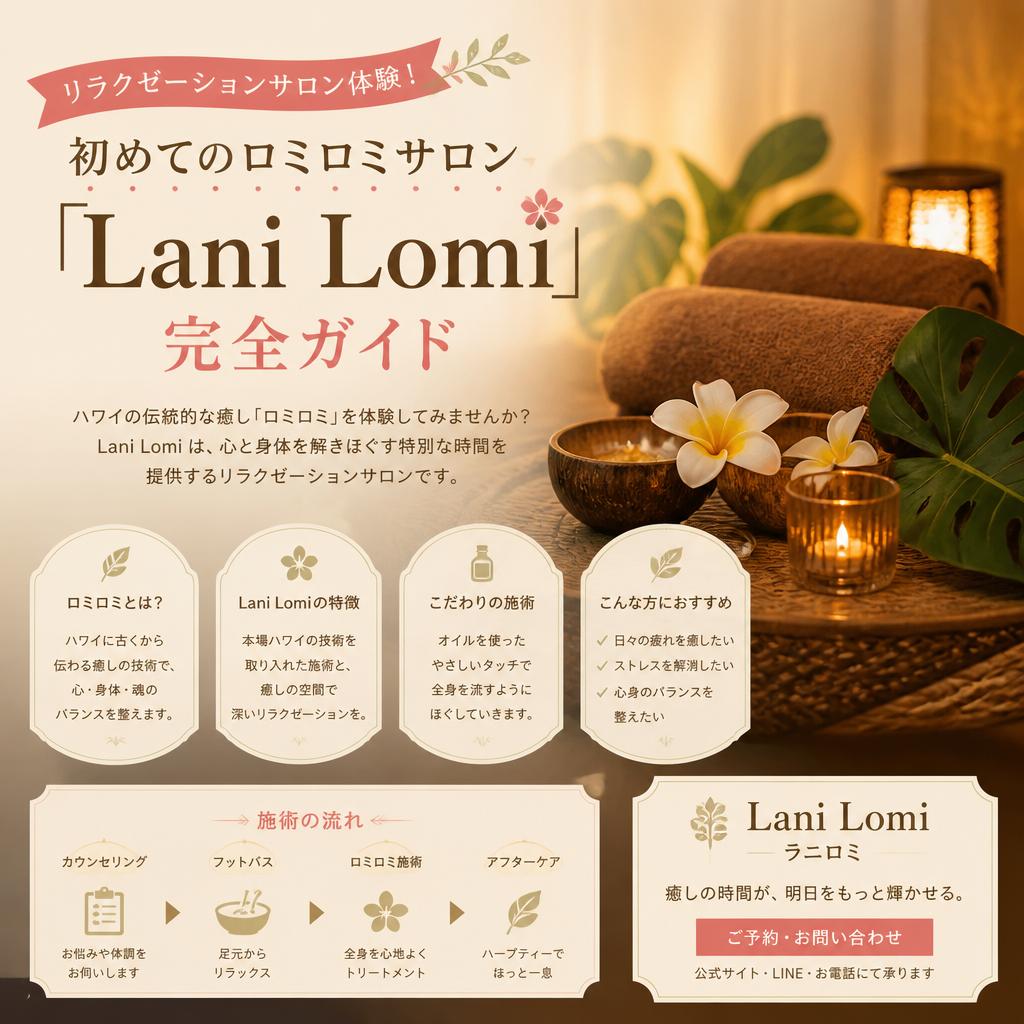リラクゼーションサロン体験！初めてのロミロミサロン「Lani Lomi」完全ガイド